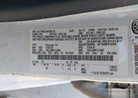 2014 Ford Fiesta Se from USA, damaged, VIN 3FADP4EJ8EM121455